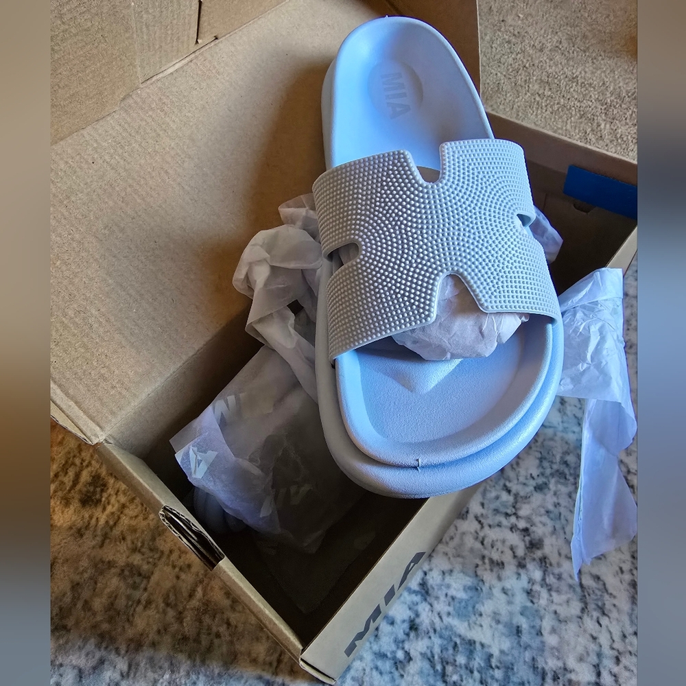 MIA Baby Blue Slide Sandals SZ 7